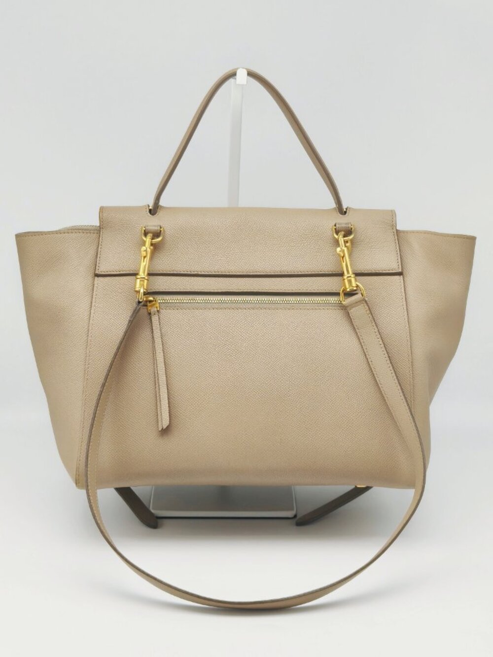 Celine Mini Belt Bag Beige Grained Leather Top Handle Handbag - Picture 2 of 13